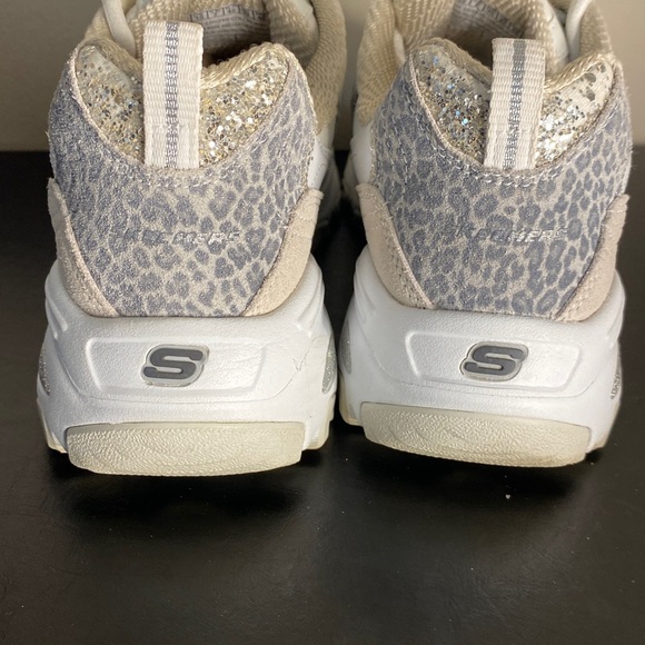 Skechers D’Lites women 10 white/silver multi colorway leather + mesh Upper - Picture 4 of 6